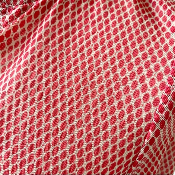 The Limited Orange Red Pattern Blouse Top 70s Look See-Through 3/4 Sleeve Sz XS - Picture 12 of 13